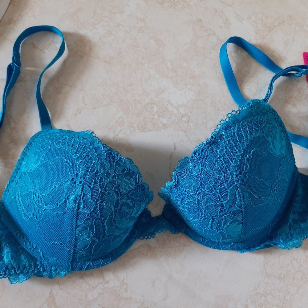 La Senza Obsessions Blue Push Up Lace Bra 32B